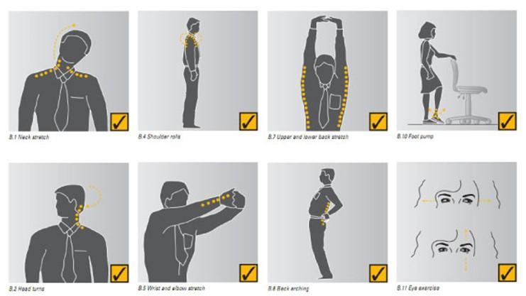 Exercício Físico e Trabalho (cont.) Os intervalos saudáveis (levantar, andar, realizar movimentos como exercícios de mobilidade, alongamentos, etc.