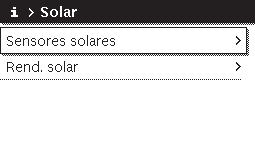 Eliminar avarias Aceder às informações relativas à instalação solar Quando a indicação padrão está ativa, premir a tecla info para abrir o meu de informação.