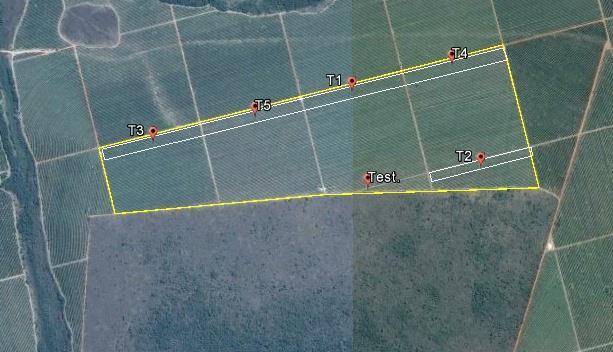 9 2.3. Pulverização aérea Cada tratamento foi composto por uma quadra da fazenda, com distância de 400 metros entre eles (Figura 4).