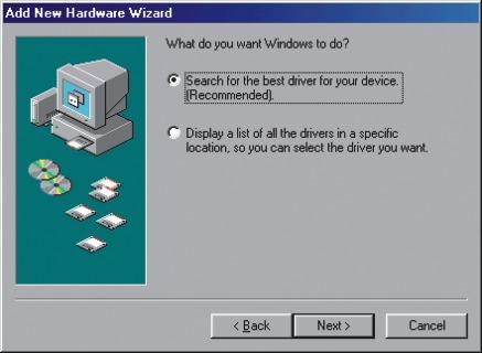 Windows 98SE Depois de completar a instalação do hardware modem, o Found New Hardware Wizard vai aparecer.