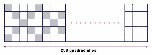 INSTITUTO SUPERIOR DE EDUCAÇÃO DE 1ª QUESTÃO Uma faixa quadriculada tem 5quadradinhos na largura e 250 quadradinhos no comprimento.