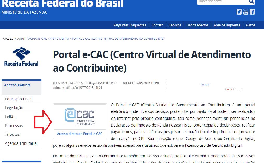 1º) Para os contribuintes que possuem certificado