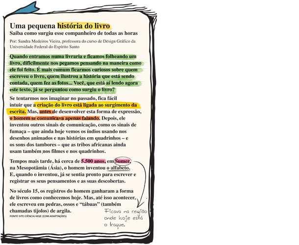 Eleger Informações Sublinhar (:24) Dicas para sublinhar um texto - Nunca assinalar nada na 1ª leitura - Só sublinhar as ideias principais - Parágrafos inteiros