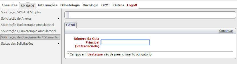 1.11 Solicitação de Guia Anexa de Complemento de