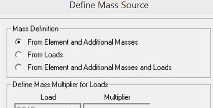 30. Para definir como será a entrada das massas na análise, selecionar a aba Define, Mass Source.