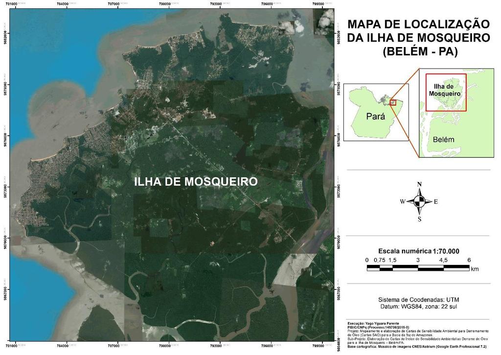 2. METODOLOGIA 2.1.Área de estudo A Ilha de Mosqueiro, pertence ao município de Belém e compõe o Distrito Administrativo Belém, tem uma área aproximada de 208 km 2.