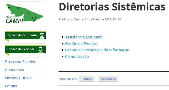 edu.br, clique na opção Diretorias Sistêmicas, conforme