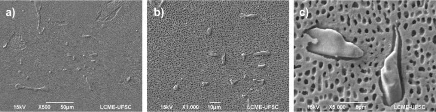 152 Figura 4.25 - Micrografias da liga GTD-111 com 250 horas em 1000 C.