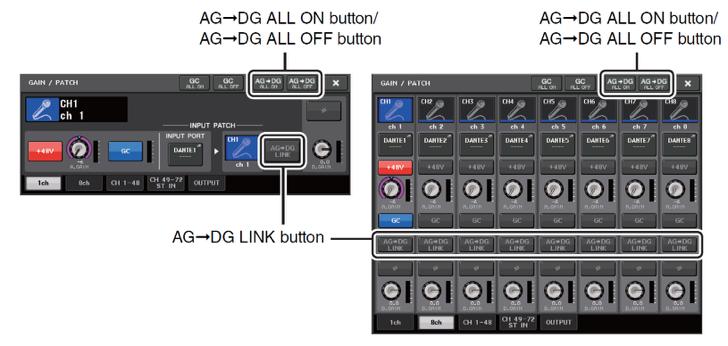 Link Analog and Digital Gain Se GC (Gain Conpensation) é ativado, você pode agora linkar o ganho digital