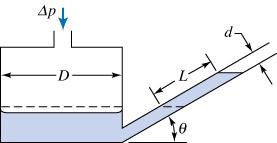 Exercício de Aula 2 Enunciado: Um manômetro de reservatório com tubo inclinado é construído como mostrado na figura abaixo.