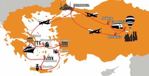 interior) com pensão completa 2 excursões do cruzeiro conforme descrito no itinerário Pacote de bebidas ilimitadas durante o cruzeiro Todos os traslados conforme o itinerário (9) na Turquia Taxas