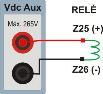 Sequência para testes de relé 300G no software Diferenc 1. Conexão com o CE-6006 No apêndice A-1 mostram-se as designações dos terminais do relé. 1.1 Fonte Auxiliar Ligue o positivo (borne vermelho) da Fonte Aux.