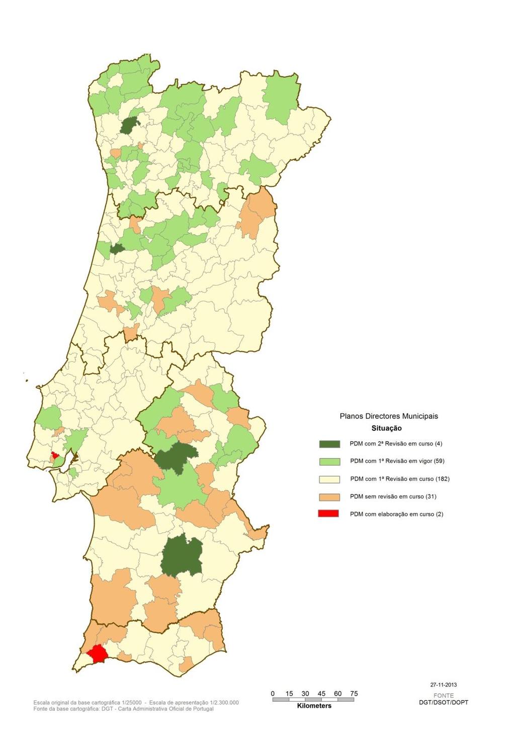 Ordenamento Território Instrumentos de Gestão Territorial (IGT) Continente Situação Planos Diretores Municipais Revisão em