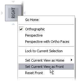 Para retornar a orientação da vista à vista inicial original: Mova o cursor para o ViewCube.
