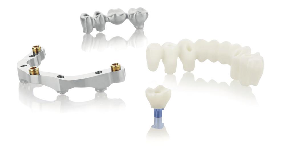 Restaurações individualizadas CAD/CAM NobelProcera es e pontes sobre implante individualizados em zircônia (4 tonalidades) e titânio Copings e pontes em ampla variedade de materiais.