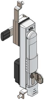 Construction Housing and handle built in RAL7035 polyamide 6. Reversible locking built in zinc zamac. Cam LP45 and rods built in 1020 steel zinc. Construcción Carcasa y manija en poliamida 6 RAL7035.