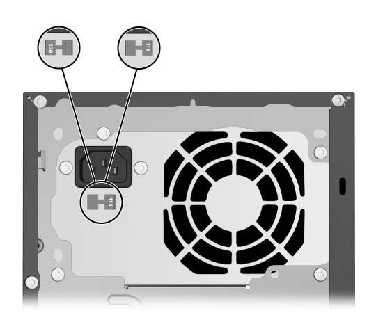 Configuração rápida Passo 2: Confirmar a definição de tensão Certifique-se de que o interruptor de selecção da tensão está definido para a tensão correcta para a sua região (115 volts ou 230 volts).