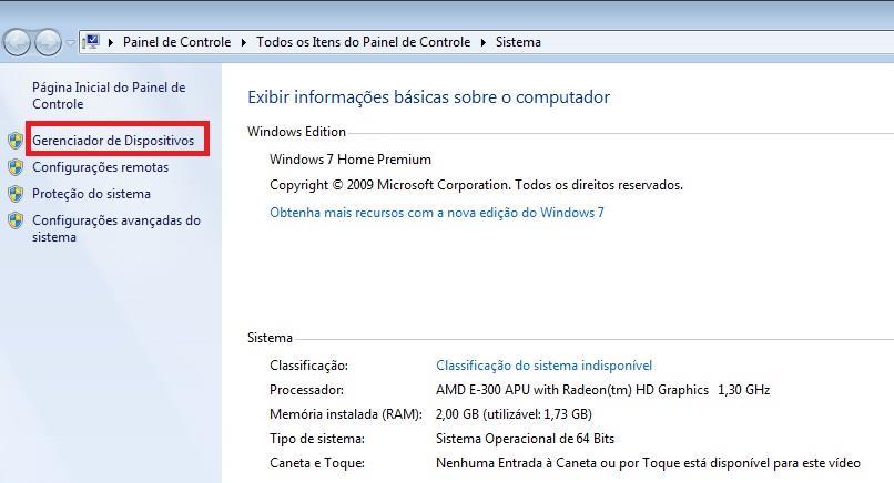 PASSO 5: Na tela que irá abrir, no lado esquerdo, clique na opção Gerenciador de