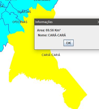 60 5.3 SELEÇÃO DE REGIÃO E OBTENÇÃO DE INFORMAÇÕES ADICIONAIS Como pode-se observar na Figura 28, ao se clicar em uma região a qual se deseja visualizar a informação da área total compreendida pela