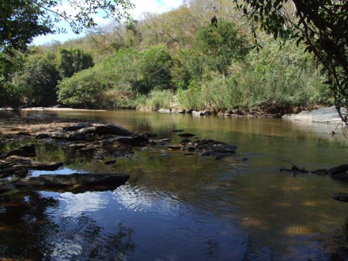 Figura 7: Rio Vacaria no ponto P6. P7 (730736/8163741) Rio Itacambiruçú, afluente da margem esquerda do Jequitinhonha a montante do reservatório da UHIR.