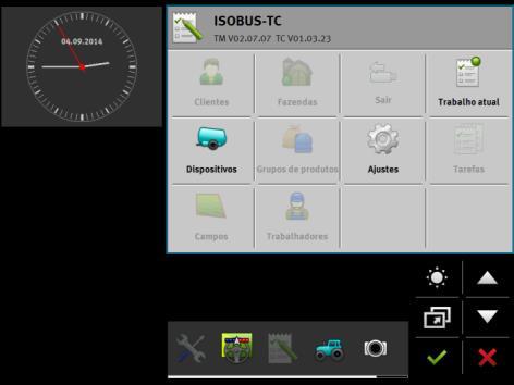 1 Fundamentos básicos Dispositivo de armazenamento 2. No menu seleção, toque sobre o símbolo: O aplicativo ISOBUS-TC aparece na janela principal: 1.