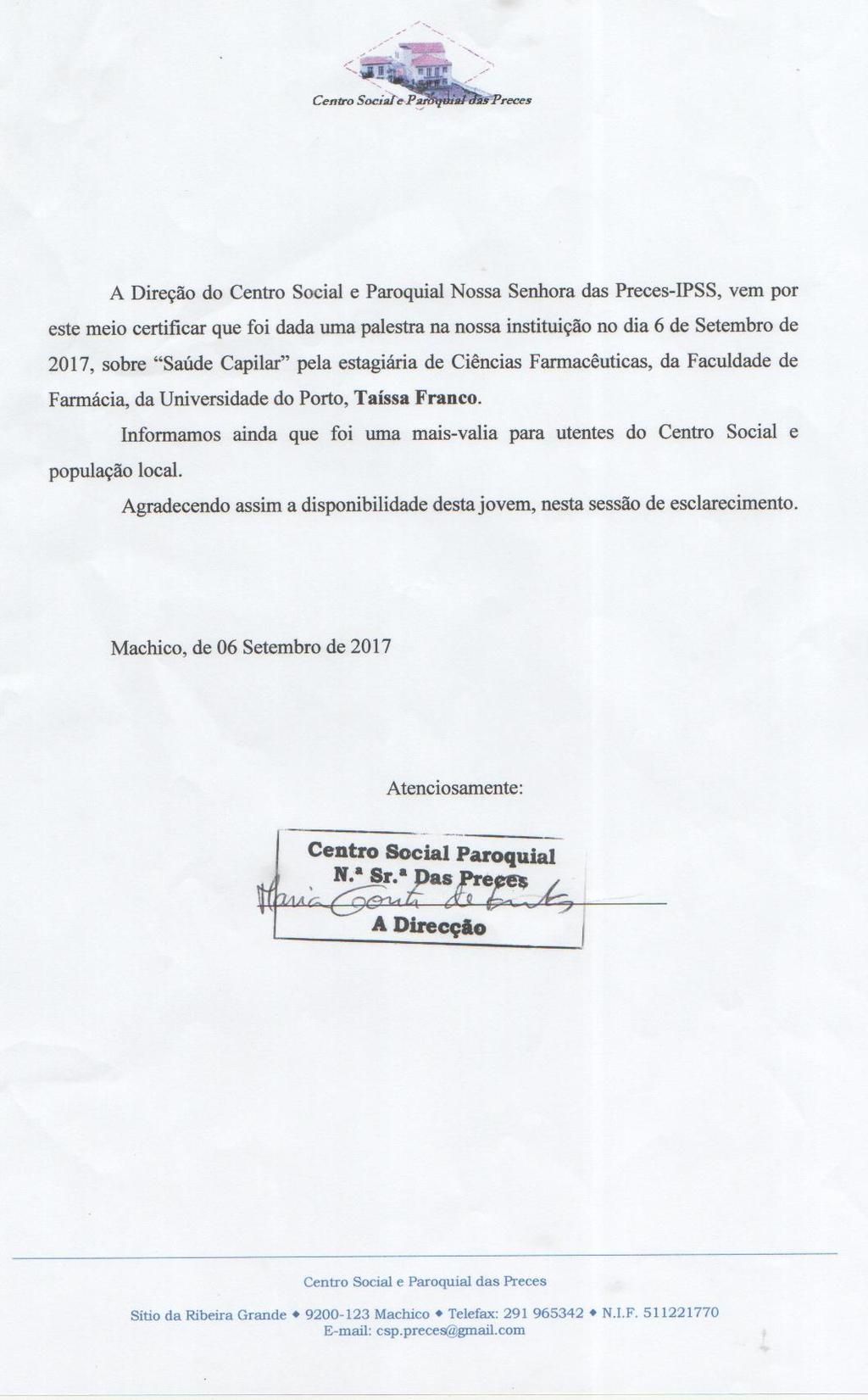 Anexo 6 Documento comprovativo da apresentação do dia 6 de Setembro