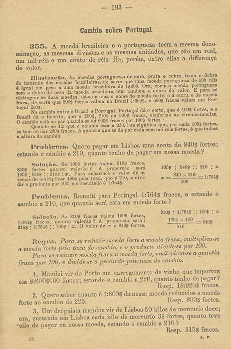 Hélder Pinto 59 Na página 193 têm-se vários problemas de câmbios (entre a moeda portuguesa e a moeda brasileira da época; Figura 8).