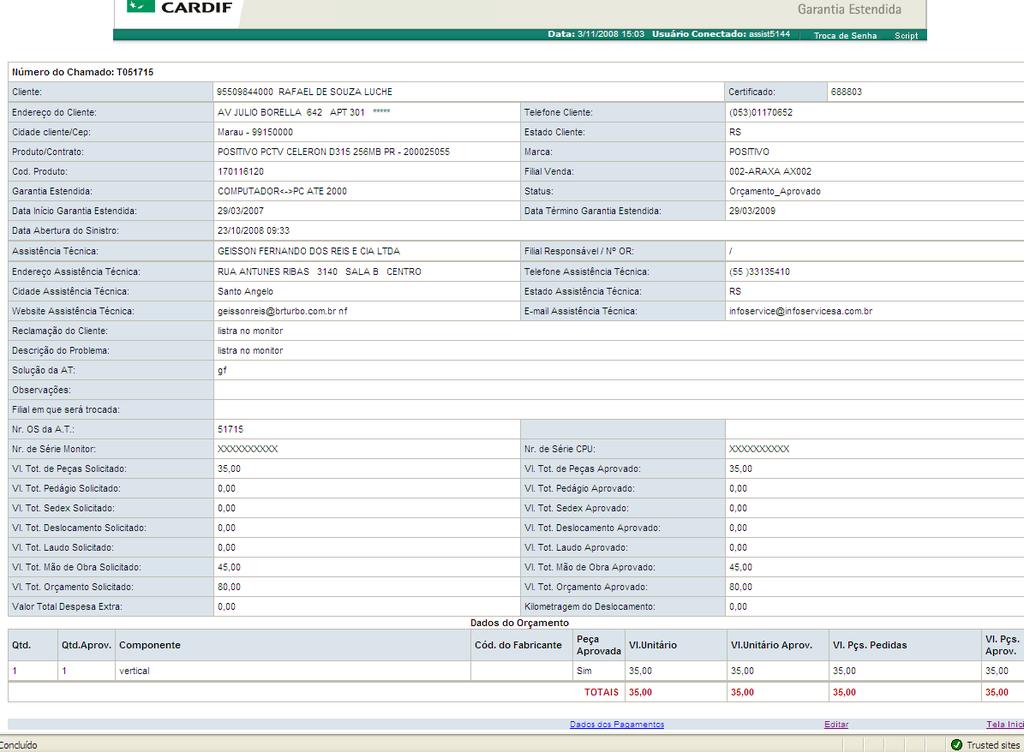 Clicar em Editar para alterar o status para Produto Pronto