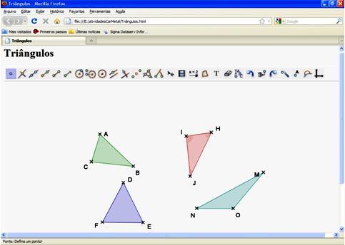 ferramentas as possibilidades que o software apresentava, principalmente relacionadas à construção de polígonos e as que estavam relacionadas a algum conceito de ângulo.