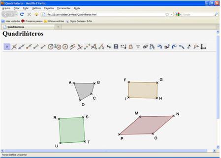 Figura 04 - Arquivo Quadriláteros Fonte: os autores (2010) Para realizar as atividades com os quadriláteros, os estudantes tiveram que observar novamente as instruções 1, 2 e 3 do quadro e registrar