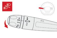 Iluminação e visibilidade Anel de selecção do modo de iluminação principal Rodar o anel para colocar o símbolo pretendido em frente à marca. Luzes apagadas/luzes diurnas.