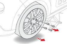 Em caso de avaria F Retire os parafusos e guarde-os em lugar limpo. F Retire a roda.