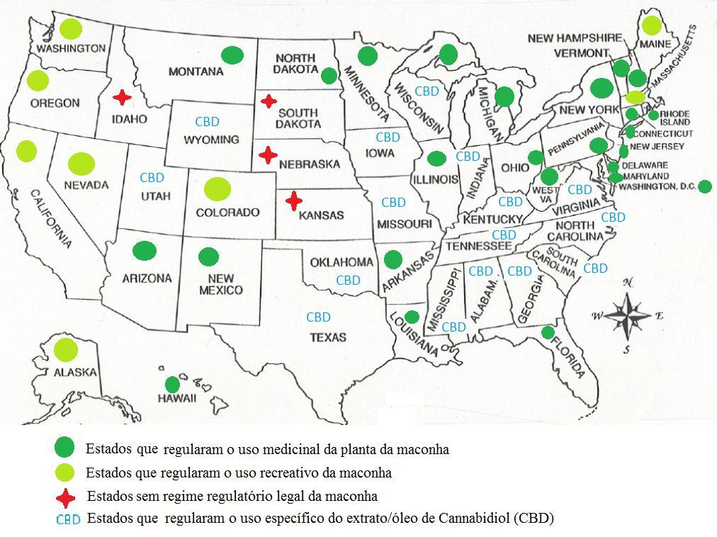 25 5. CAPÍTULO 1: CARACTERIZAÇÃO DA LEI DA CANNABIS EM CADA ESTADO NORTE AMERICANO Os Estados Unidos são compostos por 50 estados mais a capital Washington District of Columbia (DC).