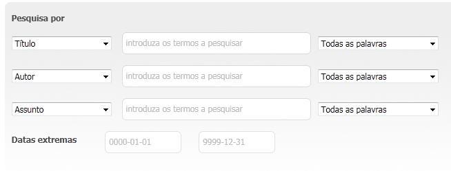 Fig.17 - Caixa para seleção de datas. 1.7.5. Fontes Poderá selecionar as bases de dados onde deseja que a sua pesquisa seja efetuada, conforme o Diretório (ver Ponto 1.5.).