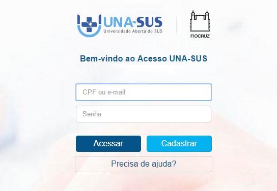 2.4 Autenticação Unasus Caso possua uma conta na UNASUS,