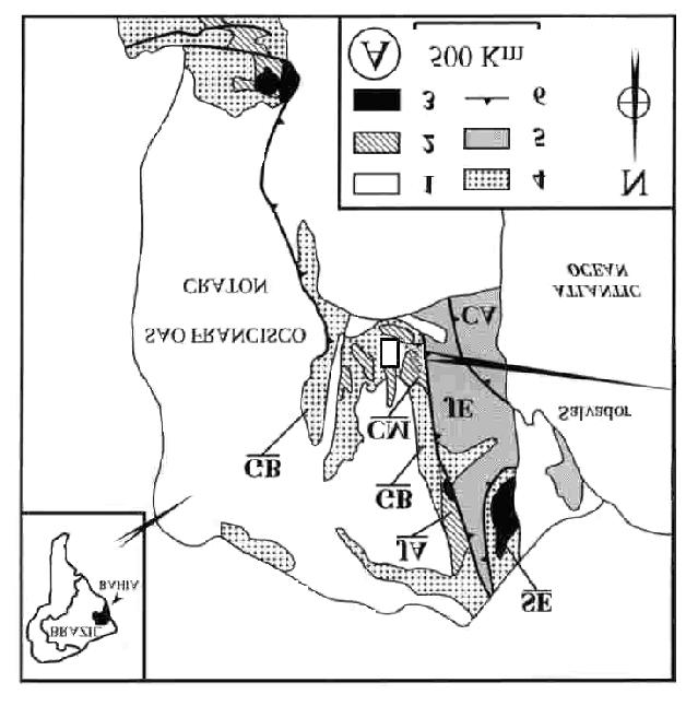 26 Fig. 3 - A) Mapa geológico simplificado do Cráton do São Francisco (LEDRU et al., 1994).