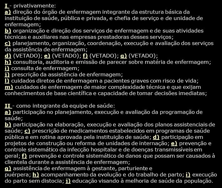 LEI DO EXERCÍCIO PROFISSIONAL DE ENFERMAGEM Lei no