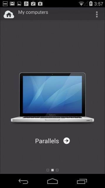 Todos os computadores que fizeram login no Parallels Access estarão acessíveis. Você pode deslizar para a esquerda ou para a direita para alternar para outro computador.