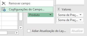 Subtotais (Soma) Mas, depois podemos fazer as configurações do campo se queremos os Subtotais como: Soma, Contagem,