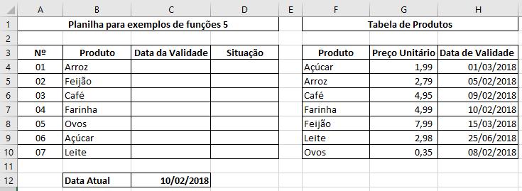 Excel Básico e Avançado Funções e Recursos 9 Esta fórmula irá procurar o produto que está na célula B4 no caso é o Arroz, na tabela de Preços que está em $F$4:$G$10 com o nome Preços que nós