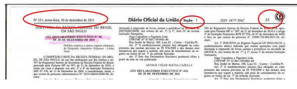 Usando os dados do exemplo dos itens 14 e 15, o preenchimento dos campos relativos ao ato de nomeação ficaria assim descrito: Tipo Nº Data ADE IRF/SÃO PAULO 89 28/12/2011 Logo, o preenchimento do