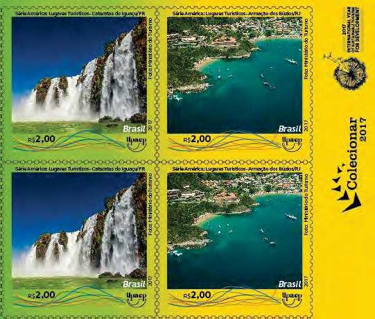 Carimbos comemorativos (1º dia de circulação) Vista parcial da folha com 20 selos (O