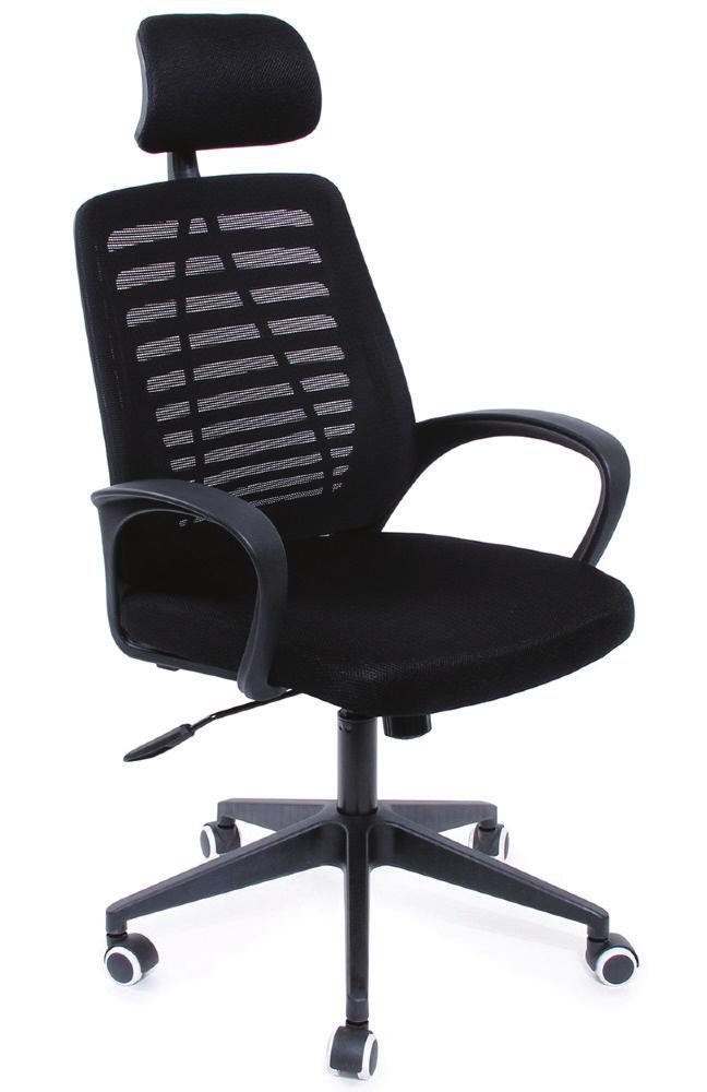 BALI Cadeira Presidente tela mesh com apoio cabeça regulável. Braço fixo interligado PP.