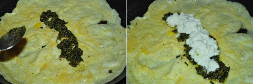 inclinar sutilmente, pois assim ovo que continua líquido na parte superior da omelete irá descer e entrar em contato