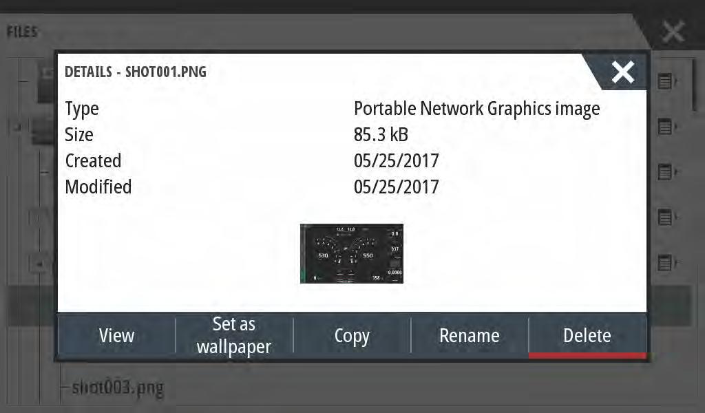 Seção 2 - Ecrãs iniciais e Assistente de Configuração Se uma captura de tela individual for selecionada, uma janela será exibida com opções para