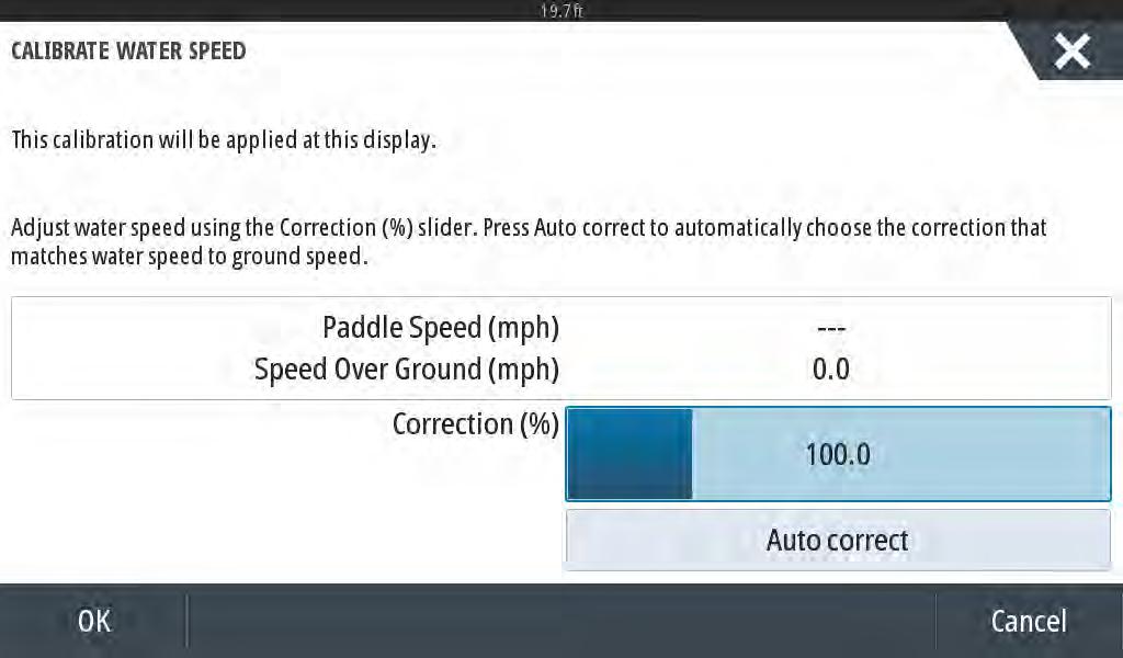 Seção 4 - Configurações e calibrações A seleção correta de Automático sincronizará a roda de pás para a saída do GPS (se instalado na rede).