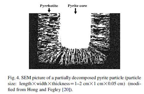 34 Figura 07. Imagem obtida por microscopia de varredura eletrônica de uma partícula de pirita parcialmente decomposta.