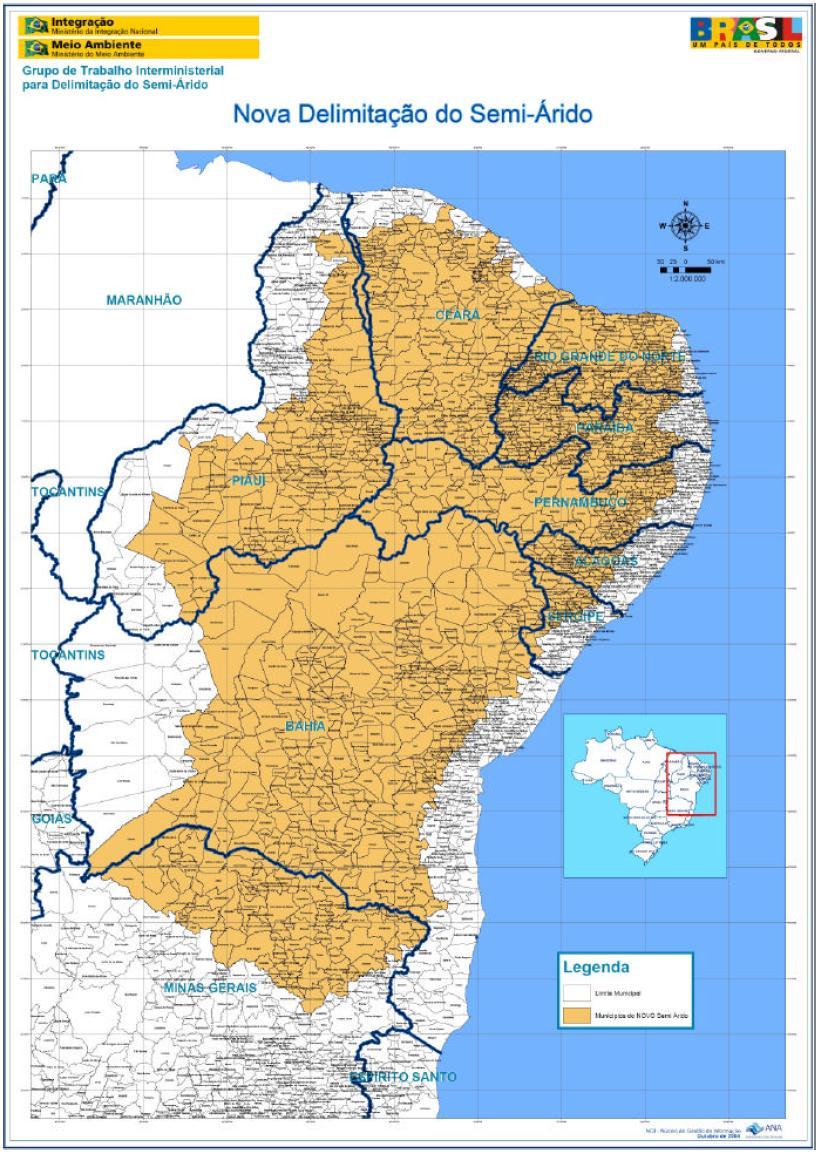 O Semi-Árido Brasileiro se estende por uma área que abrange a maior parte de todos