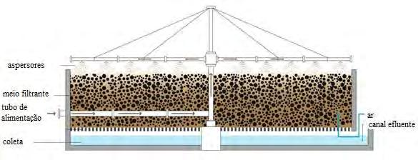 CAPÍTULO 2 Figura 2.1 - Representação esquemática de um leito percolador circular (Adaptado de Tilley et al, 2008).