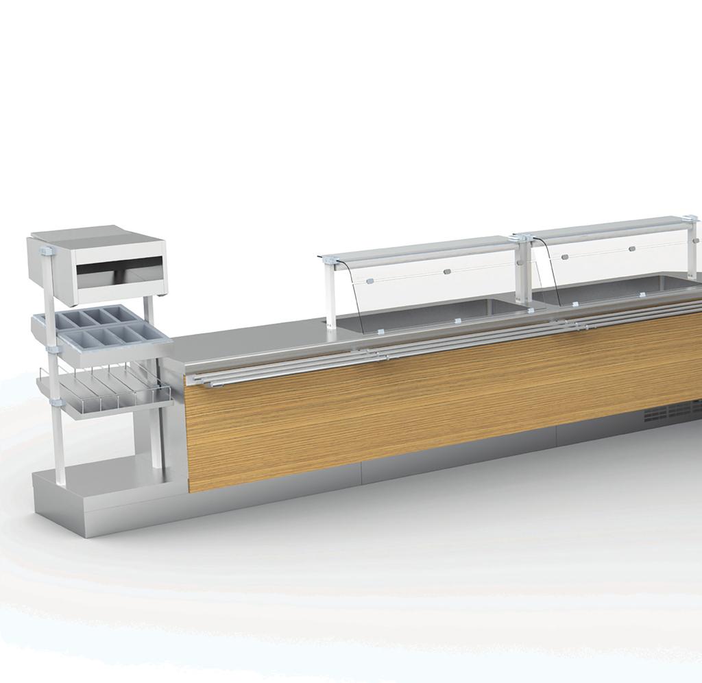 Self-Service Alyat Line Banho-Maria Bain Marie Meuble Bain Marie Prateleira de Vidro Top Curved Glass Shelf Verre Étagère Courbe Elemento Refrigerado Refrigerated Counter Meuble Réfrigéré